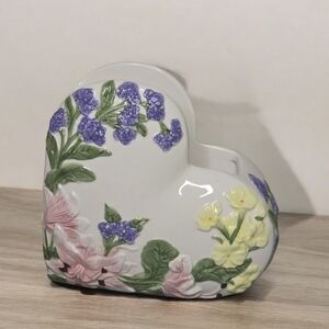 Floral Heart-Shaped Ceramic Vase